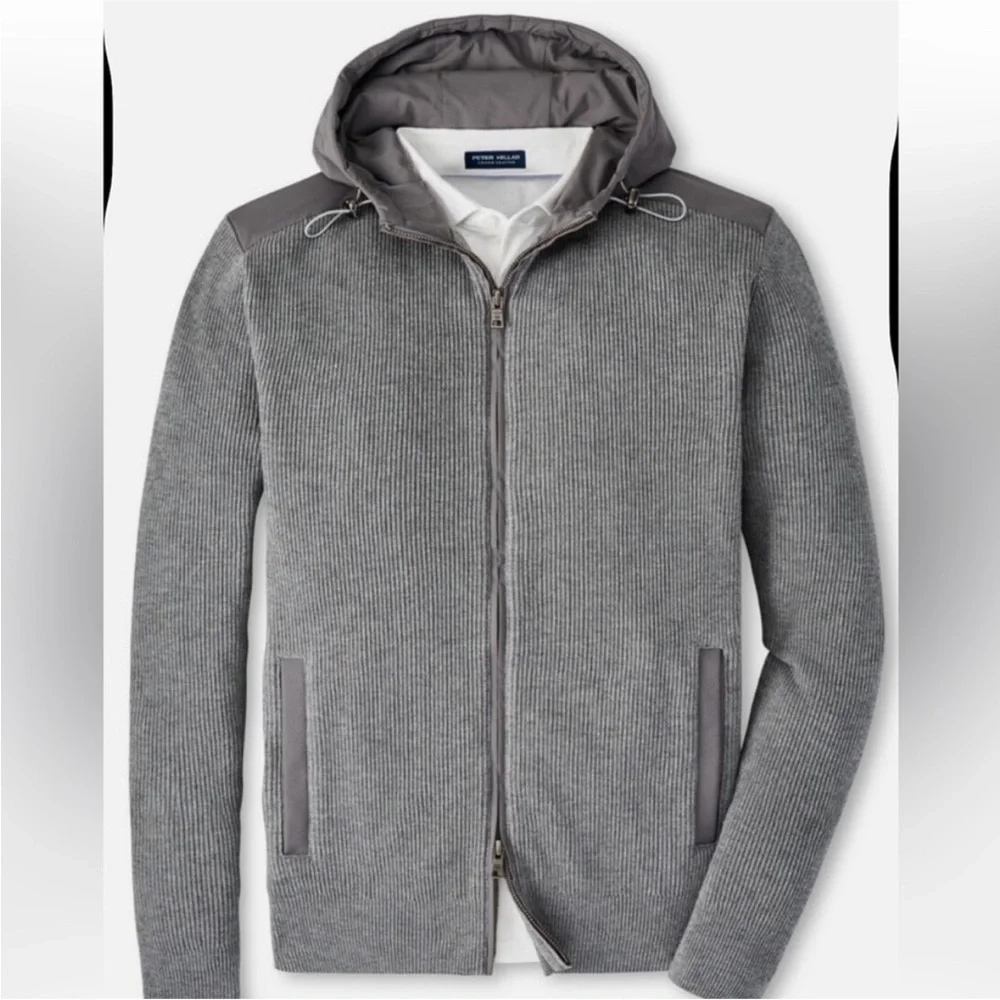 Peter Millar Gray Zip-Up Jacket 30% merino wool 70% pima cotton - Picture 1 of 13